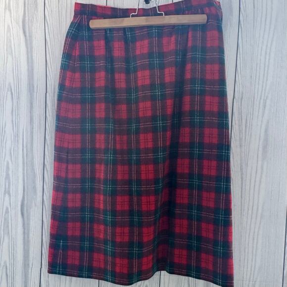 Pendleton Vintage 100% Wool Lennox Red Tartan Plaid Skirt Size 8/10 USA Made - Picture 1 of 8
